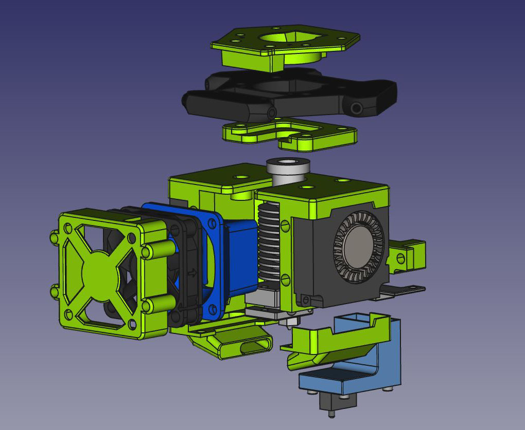 Fusiology_Kossel_Toolhead_3.4_E3D_V6_hotend_assembly_perspective_front_right Fusiology_Kossel_Toolhead_3.4_E3D_V6_hotend_assembly_perspective_front_right